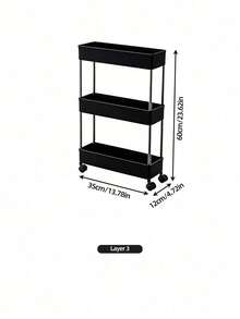 1PC Multifunctional White Narrow‑Gap Rolling Storage Cart, Hollow Drainage Multi‑Layer Ultra‑Thin Shelving Rack, Slender Mobile Cart, Narrow‑Gap Floor Storage Rack, Space‑Saving For Kitchen, Bathroom, Laundry Room - Multicolor - View 11