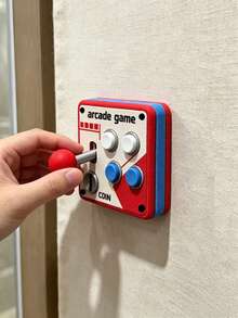 1 pieza Panel de interruptor de joystick de arcade retro impreso en 3D, botón estéreo, interruptor auxiliar, pegatina de control para decoración de placa de pared 86 - panel de interruptores - Ver 3