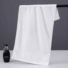 Cirelle 1pc Bright Satin Border Pure Combed Cotton Towel, Soft Highly Absorbent Decorative Bathroom Towel For Bathroom Spa - White - View 11