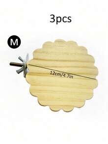 1/2pcs Wood Flower Shaped Perch Platform, Suitable For Parrots & Hamsters Climbing & Jumping Stage, Bird Cage Accessories, All Season - Apricot - View 15