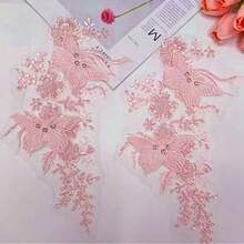3 Pieces/Set Heavy Beading Rhinestone Butterfly Flower Embroidery Cloth Patch Mesh Wedding Dress DIY Decorative Accessories - Fabric Patch Set - View 5