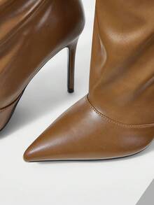 Mnmlis Pointed Thin Heel Over The Knee Boots For Women's Autumn And Winter New Pointed Thin Heel High Boots - Brown - View 4