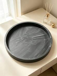 Dresser Tray, Silicone Round Tray, Decorative Storage Organizer Rack, Suitable For Bathrooms, Toilet Tanks, Bedrooms And Kitchen Countertops. It Can Store Jewelry, Candles, Lotion Bottles, Cosmetics And More, Marble‑White - Round marble - View 11
