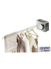 1pc Retractable Invisible Indoor/Balcony Steel Clothesline, Bathroom Retractable Clothesline,Spring,Minimalist,Summer Tops - Multicolor - View 1