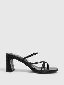 CUCCOO SZL Ladies Classic Black Crossstrap High Heel Sandals For Comfortable Commuting, Summer Vacation - Black - View 3