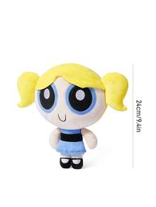 THE POWERPUFF GIRLS X SHEIN 1件卡通毛絨娃娃，由柔軟材質製成，配有精美刺繡，可放置在沙發或車內裝飾，適合作為禮物 - 黃色 - 查看 3