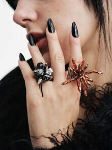 MortiRose Stainless Steel Shaped Gothic Design Ring - Silver - View 1