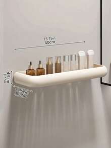 No‑Drill Wall‑Mount Bathroom Storage Shelf, Gunmetal Gray/Cream White High‑Appearance Organizer Rack For Vanity, Washroom And Restroom - Multicolor - View 11