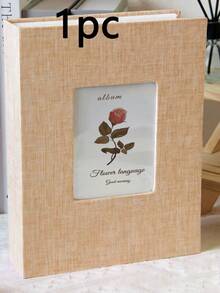 SHEIN Linen Cover Flowers Photo Album With Display Window: Modern Simplicity, Holds 200 Photos, Photo Frame Perfect For Family Memories And Gifts Easter Home Decor Wedding Decor - Multicolor - View 18