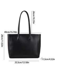 SIENNITY Lightweight, Business Casual Stitch Detail Shoulder Tote Bag For Women - Black - View 4