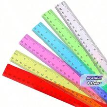 5pcspcs Random Color 30cm Plastic Ruler, Advertising Ruler With Straight Edge, Dual Bevel, Dual Scale, Clear And Vivid Markings, Rulers, Back To School - Multicolor - View 1
