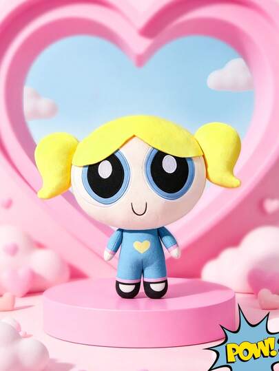THE POWERPUFF GIRLS X SHEIN 1pc Cartoon Plush Doll, Made Of Soft Material With Exquisite Embroidery, Can Be Placed On A Sofa Or In A Car For Decoration, Suitable As A Gift