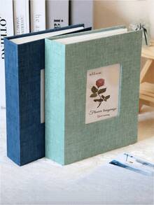 SHEIN Linen Cover Flowers Photo Album With Display Window: Modern Simplicity, Holds 200 Photos, Photo Frame Perfect For Family Memories And Gifts Easter Home Decor Wedding Decor - Multicolor - View 7