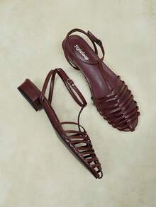 Styleloop 2026 Women's Sandals Straps Summer Versatile Wear Open-Toed Straps Comfortable Shoes - Burgundy - View 4