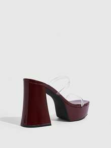 CUCCOO SZL Women's Strap Design Elegant Wedding Party Fashion High Heel Sandals - Burgundy - View 3