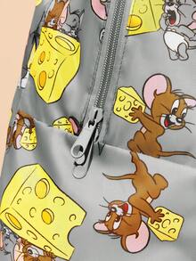 TOM & JERRY X SHEIN 印花可折疊大容量旅行托特包，前置拉鍊口袋，適合旅行、健身與日常行李收納 - 黃灰色 - 查看 6