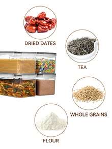 4‑Pack Airtight Food Storage Containers, Clear Plastic Cereal Storage Boxes With Labels & Marker, Moisture‑Proof Pantry Organizer For Spaghetti, Pasta, Oats, Dry Grains, Kitchen Cabinet Organization - transparent color - View 10