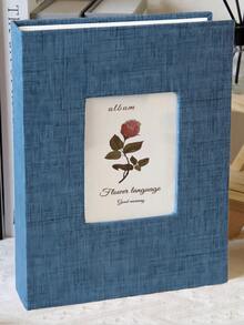 SHEIN Linen Cover Flowers Photo Album With Display Window: Modern Simplicity, Holds 200 Photos, Photo Frame Perfect For Family Memories And Gifts Easter Home Decor Wedding Decor - Multicolor - View 6