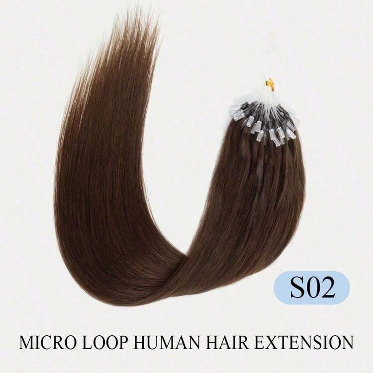 12-22 Inch Micro Loop Hair Extensions Human Hair,Color S02,Dark Brown,Microbead Design,Ultra‑Smooth & Super‑Soft Silky Straight Texture,Premium Healthy Remy Hair, Easy Installation,Perfect For Women Daily Styling,Hair Volume Boosting - S02 - View 20