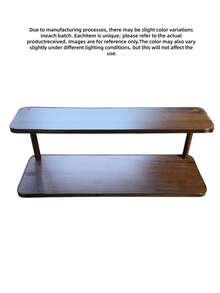 1Pc Large Capacity Dual Layer Wooden Kitchen Organizer Rack Multifunctional Desktop Storage Shelf Coffee Bean Display Cup Holder Spice Rack Tea Cup Glass Holder Snack Book Shelf Natural Wood Color Home Decor Storage Solution Suitable For Wedding - Walnut - View 12