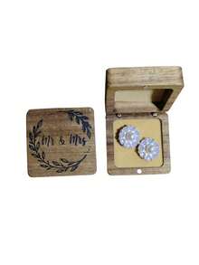 1pc Square Shaped Wooden Ring Box For Wedding Proposal Sun Travel Cool Back To School Christmas Gift Idea Must Haves - Walnut - View 20