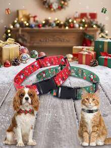PETSIN 1PC Christmas Pet Collar, Festive Holiday Decor Accessory For Dogs - Multicolor - View 3