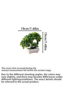 1PC Green Artificial Podocarpus Bonsai With White Flower Pot, Mini Tabletop Plant Ornament In Welcome Pine Shape, Ideal For Home Decor, Living Room Tea Table, Entryway, Study Bookshelf, Office Desk, Bathroom Shelf And Window Sill Decoration - Green - View 4