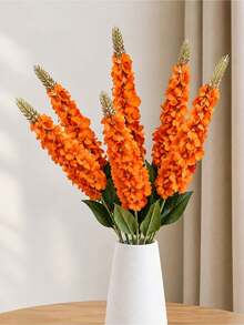 Artificial Goldfish Orange Flower, Artificial Delphinium Flower, Party Center Flower Arrangement Decor For Autumn, Halloween, Wedding, Home, Harvest, And Farm, Table Decor, Outdoor Garden Decor - Orange - View 3