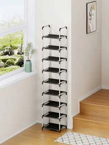 9Tier Single Layer Shoe Rack Metal Tube Non Woven Fabric DIY Easy Assembly Disassemble Portable Sturdy Stylish Multi Purpose Storage Organizer For Entryway Closet Bedroom Balcony Dorm Hallway Ideal For Housewarming Daily Use Shoe Storage Solution - Multicolor - View 12