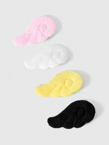 ROMWE Kawaii 8件組麂皮天使之翼胸針，黑色、白色、粉色與黃色組合，適用於包包、衣物、帽子與配件，適合日常裝飾 - 黑白粉黃色 - 查看 2