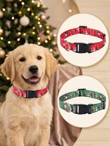 PETSIN 1PC Christmas Pet Collar, Festive Holiday Decor Accessory For Dogs - Multicolor - View 1