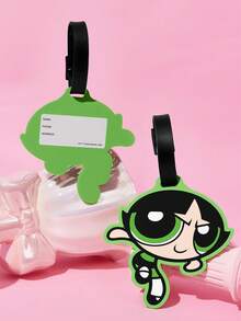 THE POWERPUFF GIRLS X SHEIN Label Koper PVC Polisi Wanita Kecil Feitian - Hijau - View 2