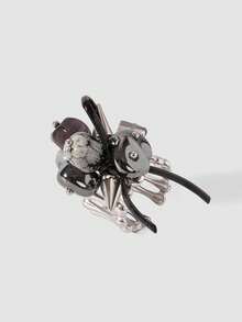 MortiRose Stainless Steel Shaped Gothic Design Ring - Silver - View 9