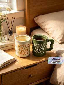 A 350Ml Ceramic Coffee Mug With Personalized English Lettering, Suitable For Adults And Children. - Multicolor - View 1