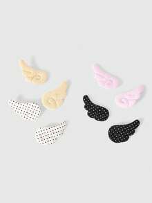 ROMWE Kawaii 8件組波點天使之翼多色組合胸針，適用於包包、衣物、帽子及配件，適合日常裝飾 - 波點多色1 - 查看 2