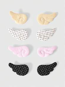 ROMWE Kawaii 8件組波點天使之翼多色組合胸針，適用於包包、衣物、帽子及配件，適合日常裝飾 - 波點多色1 - 查看 1