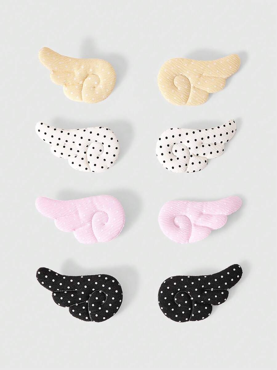 ROMWE Kawaii 8件組波點天使之翼多色組合胸針,適用於包包、衣物、帽子及配件,適合日常裝飾 - 波點多色1 - 查看 1