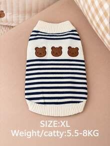 PETSIN Cat/Dog Pet Winter Striped Sweater Warm And Cute Knitted Sweater Knitted Sweater Super Cute Bear Pattern - Multicolor - View 18