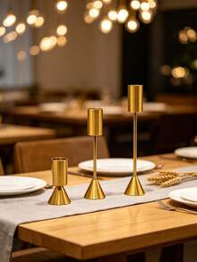 Vintage European Style Copper Candle Holder, Wedding Candlestick Decor, Creative Tabletop Ornament For Living Room, Photography Prop & Party Decoration - Multicolor 2 - View 11