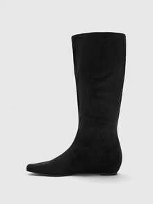 CUCCOO BIZCHIC Autumn And Winter Small Square Toe Retro Black Tall Boots Daily Commuting Shopping Dating - Black - View 7