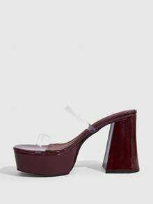 CUCCOO SZL Women's Strap Design Elegant Wedding Party Fashion High Heel Sandals - Burgundy - View 4