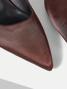 MOTF PREMIUM VINTAGE BASIC FASHION COMMUTER DINNER PARTY POINTED STILETTO HIGH HEEL SHOES - Rusty brown. - View 6