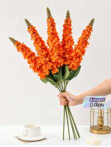 Artificial Goldfish Orange Flower, Artificial Delphinium Flower, Party Center Flower Arrangement Decor For Autumn, Halloween, Wedding, Home, Harvest, And Farm, Table Decor, Outdoor Garden Decor - Orange - View 1