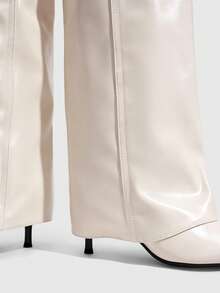CUCCOO SZL Autumn And Winter Beige Pointed Thin High Heel Loose High Boots Gentle And Thin Straight Women's Boots - Off-white - View 5