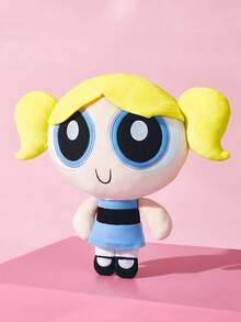 THE POWERPUFF GIRLS X SHEIN 1件卡通毛絨娃娃，由柔軟材質製成，配有精美刺繡，可放置在沙發或車內裝飾，適合作為禮物 - 黃色 - 查看 2