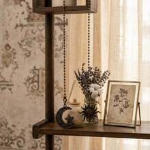 Bộ 4-Piece/2-Piece dây kéo quạt trần thiết kế mặt trời và mặt trăng, dây kéo pha lê phong cách Bohemian kèm đầu nối, dây nối dài trang trí quạt trần đèn 12 inch - Mặt trời + Mặt trăng - Xem 8