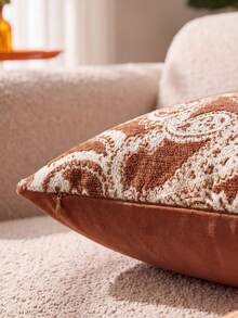 SHEIN One Piece (No Filler) Paisley Pattern Pillow Cover, Caramel Color Fashionable Retro Luxury Jacquard Chenille Cushion Cover, Suitable For Daily Home, Sofa, Bed Bedroom, Decorative Pillowcase, Universal In Spring, Summer, Autumn And Winter - Rust - View 7