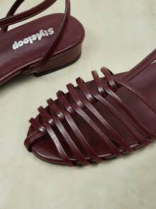 Styleloop 2026 Women's Sandals Straps Summer Versatile Wear Open-Toed Straps Comfortable Shoes - Burgundy - View 3