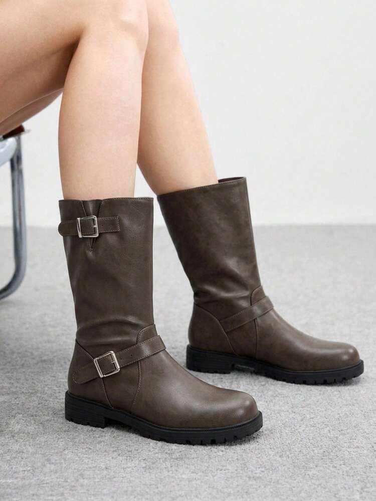 CUCCOO BIZCHIC Women's Flat Boots Daily Simple Fashion Commuting Elegant Dating Comfortable Casual Boots Fall Boots - Coffee Brown - View 1
