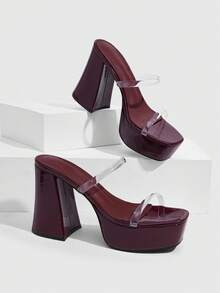 CUCCOO SZL Women's Strap Design Elegant Wedding Party Fashion High Heel Sandals - Burgundy - View 1